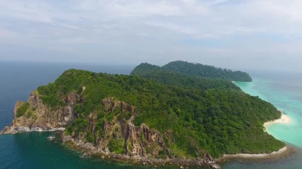 Повітряне Відео Прекрасного Пейзажу Природи Пляжем Коралами Морем Острові Кох — стокове відео