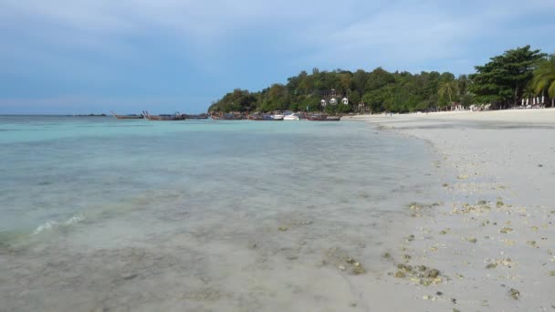 Landschap Met Wit Zandstrand Koh Lipe Eiland Ochtend Thailand — Stockvideo