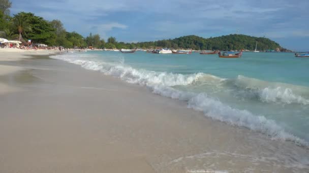 Playa Arena Blanca Pattaya Barcos Mar Isla Tropical Koh Lipe — Vídeo de stock