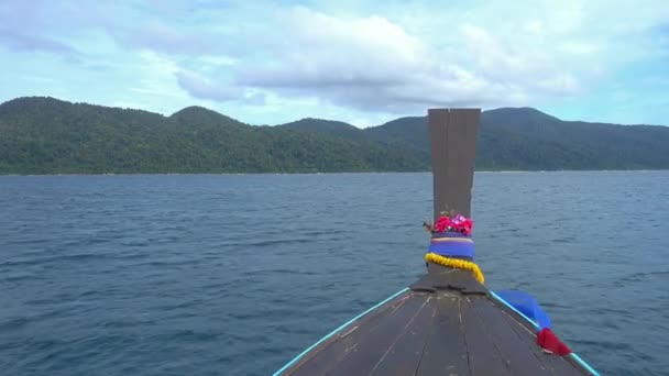 Blick Vom Boot Auf Einsame Inseln Der Andamanensee Thailand — Stockvideo