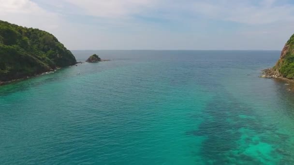 Vídeo Aéreo Beleza Natureza Paisagem Com Praia Corais Mar Ilha — Vídeo de Stock