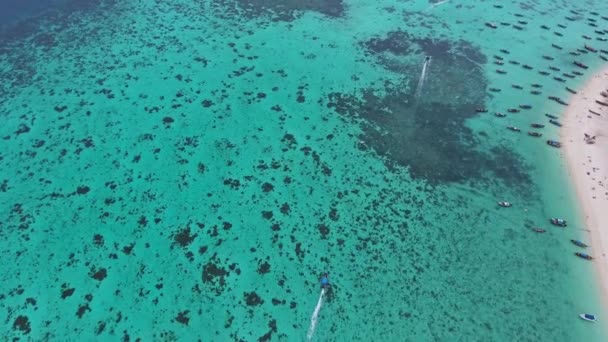 Luftaufnahme Von Booten Der Nähe Der Tropischen Insel Lipe Der — Stockvideo
