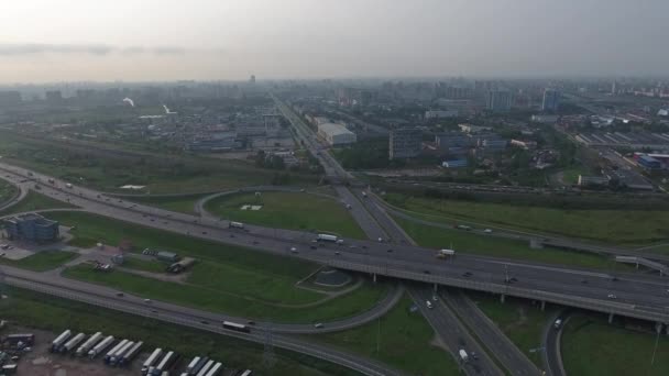 Vista Aérea Junção Estradas São Petersburgo Rússia — Vídeo de Stock