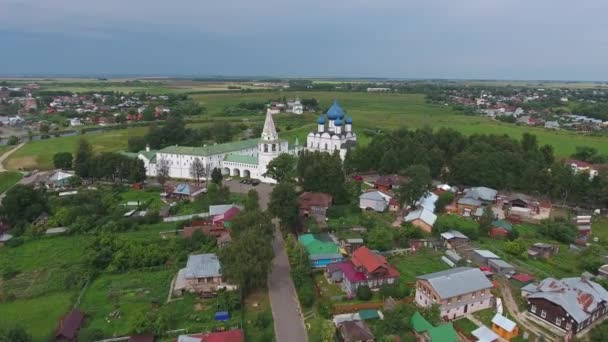 Letecký Pohled Kreml Starobylém Městě Suzdal Zlatý Prsten Rusko — Stock video