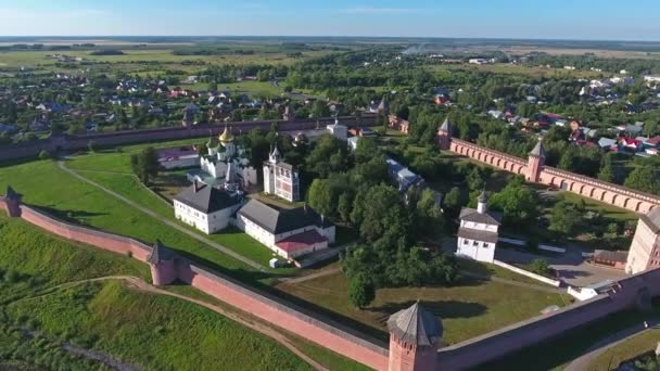 Vista Panorâmica Aérea Mosteiro Santo Eutímio Pokrovsky Antiga Cidade Suzdal — Vídeo de Stock