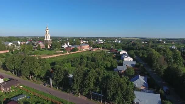 Vista Aérea Las Iglesias Antigua Ciudad Suzdal Anillo Oro Rusia — Vídeo de stock