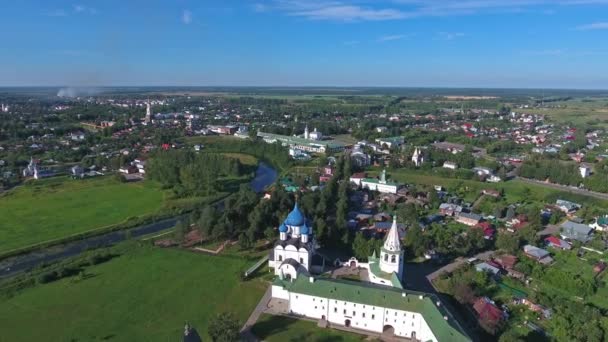Luchtfoto Van Kremlin Oude Stad Suzdal Gouden Ring Rusland — Stockvideo
