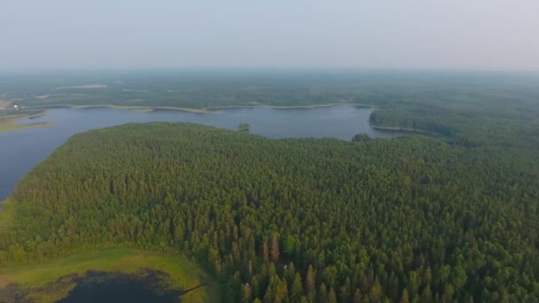 Sommar Antenn Panorama Landskap Seliger Sjö Ryssland Kvällen — Stockvideo
