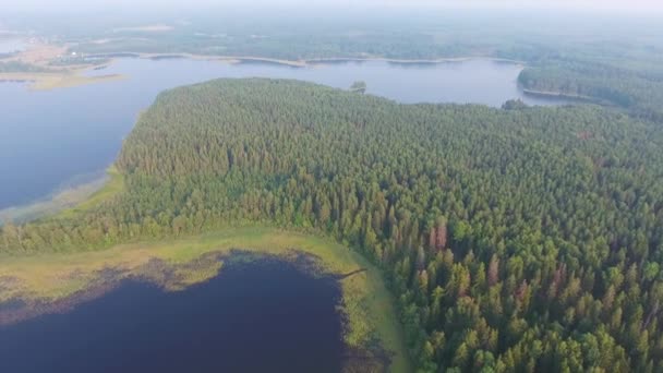 Paysage Aérien Estival Lac Seliger Russie Soir — Video