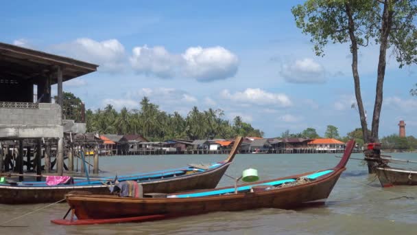 Tradiční Domy Chůdách Lodích Starém Městě Ostrov Koh Lanta Thajsko — Stock video