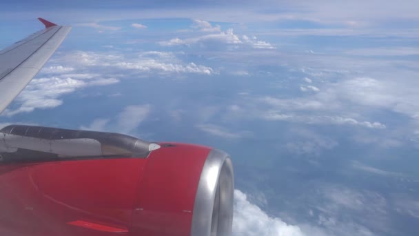 Kijkend Naar Vleugel Lucht Vanuit Vliegtuig — Stockvideo