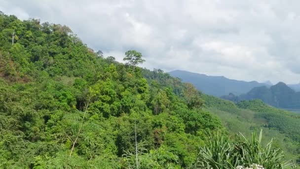 タイのカオソック国立公園の熱帯雨林とパノラマ風景 — ストック動画