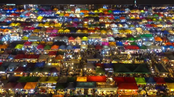 Vista Alta Loja Varejo Tenda Colorida Com Luz Noturna Talad — Vídeo de Stock