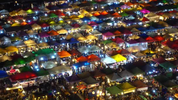 Vista Alta Loja Varejo Tenda Colorida Com Luz Noturna Talad — Vídeo de Stock