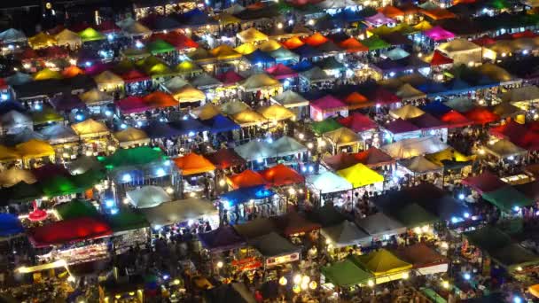 Vue Haute Magasin Coloré Détail Tente Avec Lumière Nuit Marché — Video