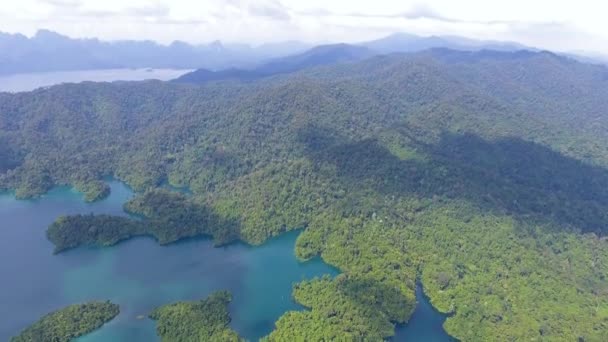 泰国南部Khao Sok国家公园 Chow Lan湖的空中倾斜视图 — 图库视频影像