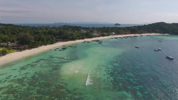 Letecký Pohled Tropický Ostrov Lipe Andamanském Moři Thajsko — Stock video