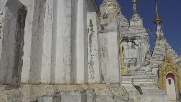 Spaziergang Shwe Inn Thein Paya Tempelkomplex Der Nähe Des Inle — Stockvideo