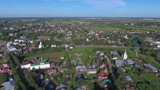 古代都市スズダル ゴールデンリング ロシア 4Kのクレムリンの空中ビュー — ストック動画