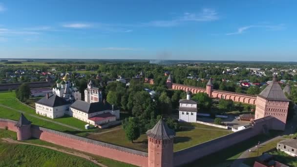 Veduta Aerea Sul Monastero Sant Eutimio Nell Antica Città Suzdal — Video Stock