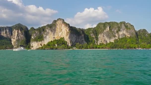 Blick Auf Die Küste Vom Boot Aus Krabi Thailand — Stockvideo