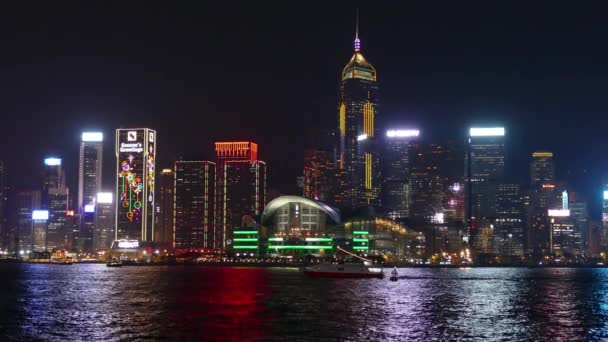 Hong Kong Notte Victoria Harbour Hong Kong Central — Video Stock