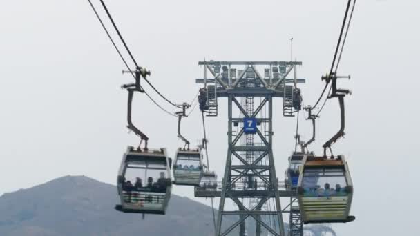 Kabelbaan Lantau Eiland Hong Kong Timelapse — Stockvideo