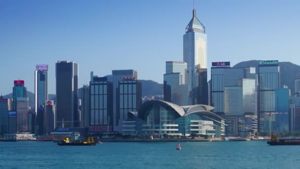 Hong Kong Victoria Harbour Hong Kong Central Pan Timelapse — Video Stock