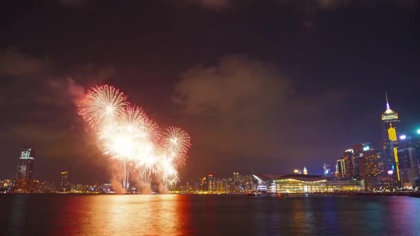 Fuochi Artificio Cinesi Capodanno Hong Kong Timelapse — Video Stock