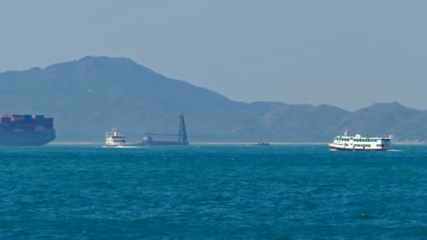 Barcos Puerto Hong Kong — Vídeo de stock