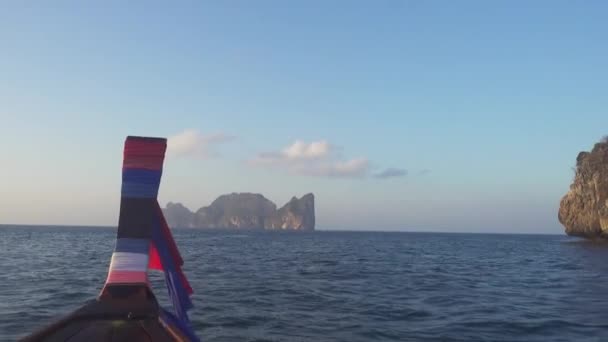 Pohled Ostrov Phi Phi Leh Plovoucí Lodi Thajsko Provincie Krabi — Stock video