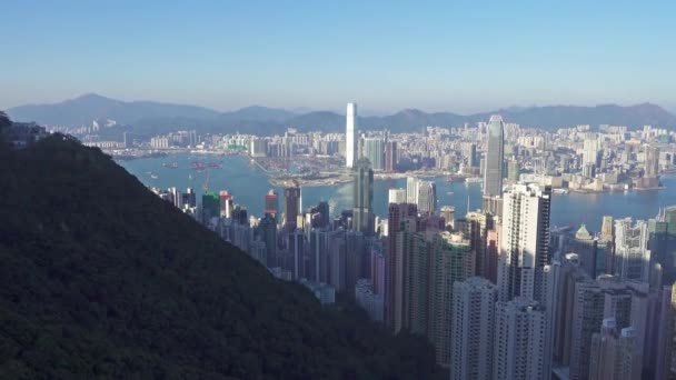 Panoráma Hong Kong Város Kilátás Victoria Csúcs — Stock videók