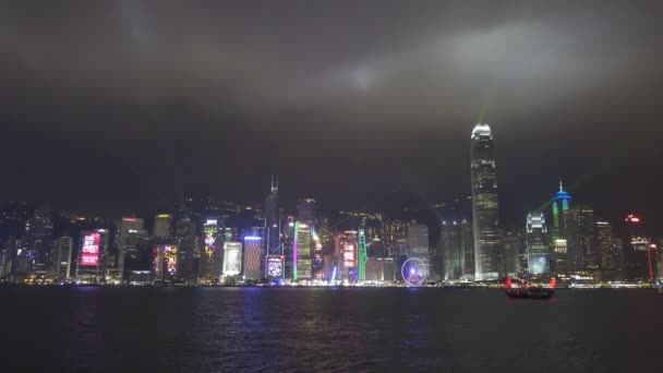 Show Luzes Hong Kong Noite Victoria Harbour Hong Kong Central — Vídeo de Stock