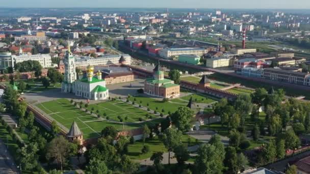 Vista Aérea Del Kremlin Tula Catedral Epifanía Centro Ciudad — Vídeo de stock