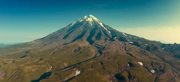 Panorama Aéreo Del Volcán Koryaksky Península Kamchatka Rusia —  Fotos de Stock
