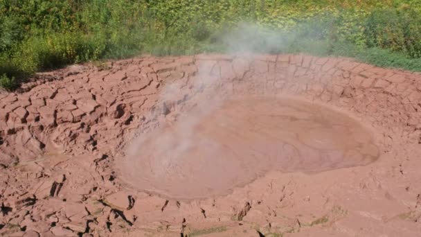 Boiling Mud Volcano Famous Valley Geysers Kamchatka Peninsula Russia — Stock Video