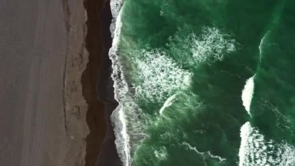 カムチャツカ半島 ロシア 太平洋上の黒い砂とカラクティルスキービーチの空中トップビュー — ストック動画