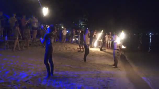 Phi Phi Krabi Thailand Circa Feb 2016 Nightly Fireshow Phi — Stok Video