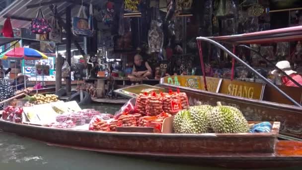 Bangkok Thailand Circa Jan 2017 Damnoen Saduak Drijvende Markt Lokalen — Stockvideo