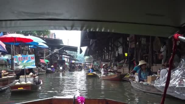 Bangkok Thailand Circa Jan 2017 Damnoen Saduak Plovoucí Trh Místní — Stock video