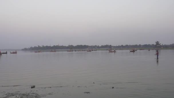 Mandalay Myanmar Circa Jan 2016 Panorama Van Taungthaman Meer Beroemde — Stockvideo