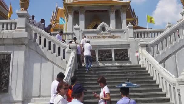 Bangkok Thailand Circa Feb 2016 Wat Traimit Temple Gold Buddha — стокове відео