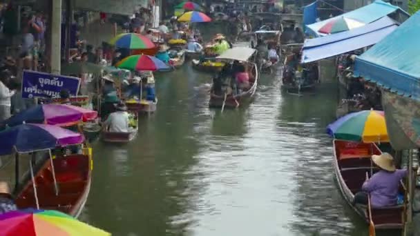 Bangkok Tajlandia Circa Jan 2017 Damnoen Saduak Rynek Pływający Miejscowi — Wideo stockowe