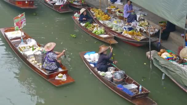 Bangkok Tailandia Circa Ene 2017 Damnoen Saduak Mercado Flotante Locales — Vídeos de Stock