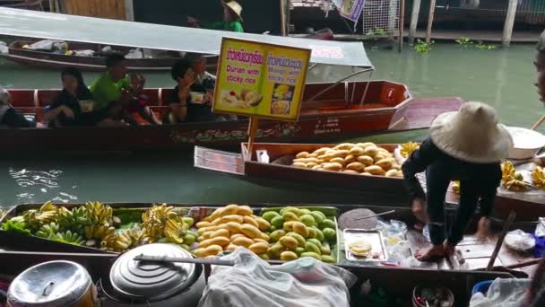 Bangkok Tailandia Circa Ene 2017 Damnoen Saduak Mercado Flotante Locales — Vídeos de Stock