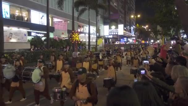 Hongkong Kong Čína February 2016 Průvod Ulicemi Hongkongu Během Čínského — Stock video