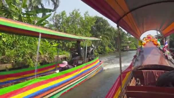 Bangkok Thailand February 2016 Pohled Turistické Lodi Plovoucí Kanálech Bangkoku — Stock video