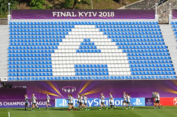 키예프 우크라이나 2018 Vfl Lobanovskiy 경기장에서 올랭피크 리옹에 Uefa 여자의 — 스톡 사진