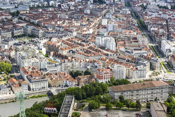 Luftaufnahme Der Altstadt Von Grenoble Und Des Flusses Isere Region — Stockfoto