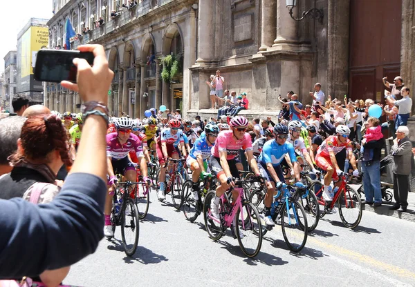 Catânia Itália Maio 2018 Passeio Ciclistas Rua Etnea Catania Durante — Fotografia de Stock